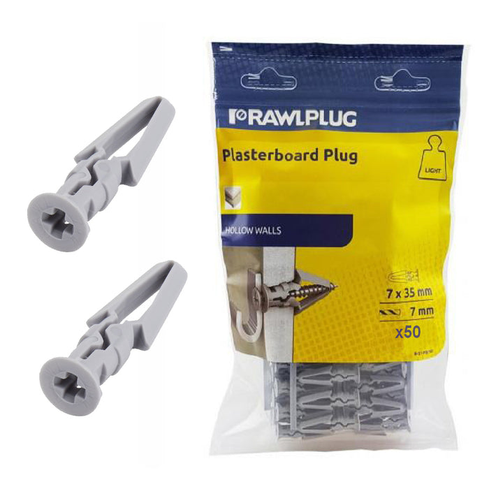 50 x Genuine Rawl Plasterboard 7 x 35mm Hollow Wall Plugs
