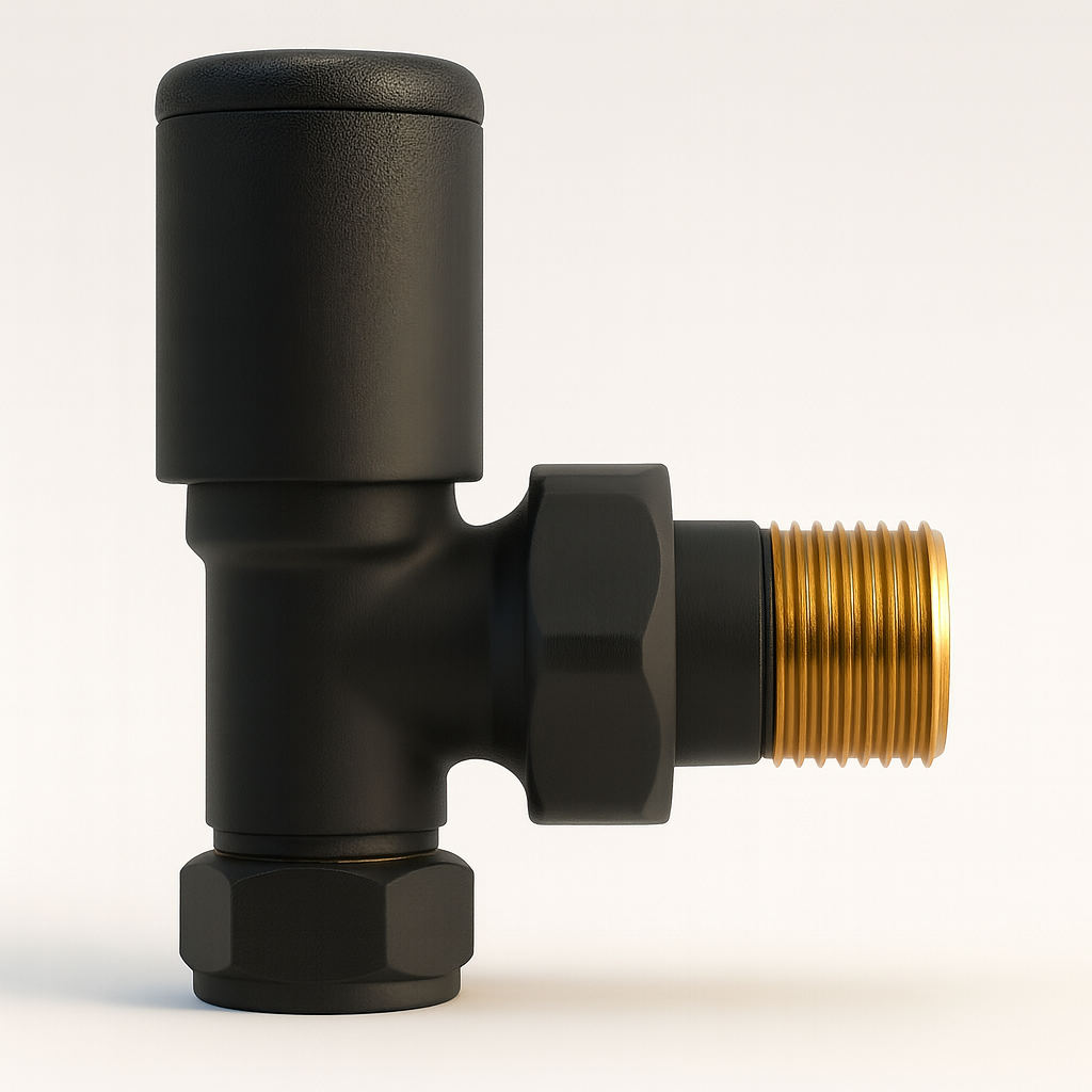 Kartell K-Rad Angled Modern Radiator Valve 15mm – Matte Black – Single