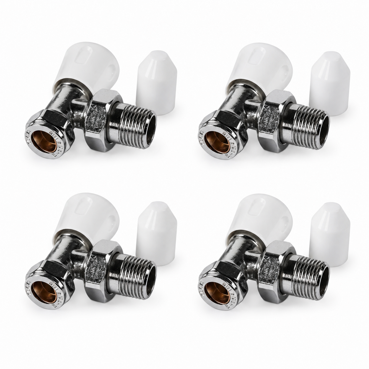 4 x Kartell Angled Radiator Valves LS/WH