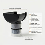 Black 15m Round Gutter Stop End Outlet Kit 112mm