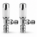 2 x  Kartell Designer Thermostatic Radiator Valve White & Chrome TRV Angled 15mm