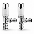 2 x  Kartell Designer Thermostatic Radiator Valve White & Chrome TRV Angled 15mm