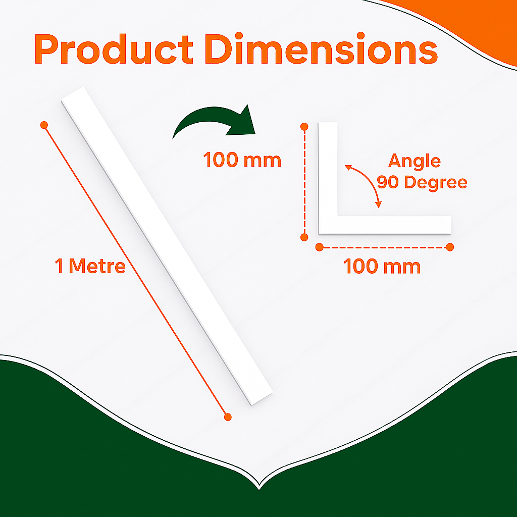 5 x White Rigid Angle 100mm x 100mm x 1  Metre  ^