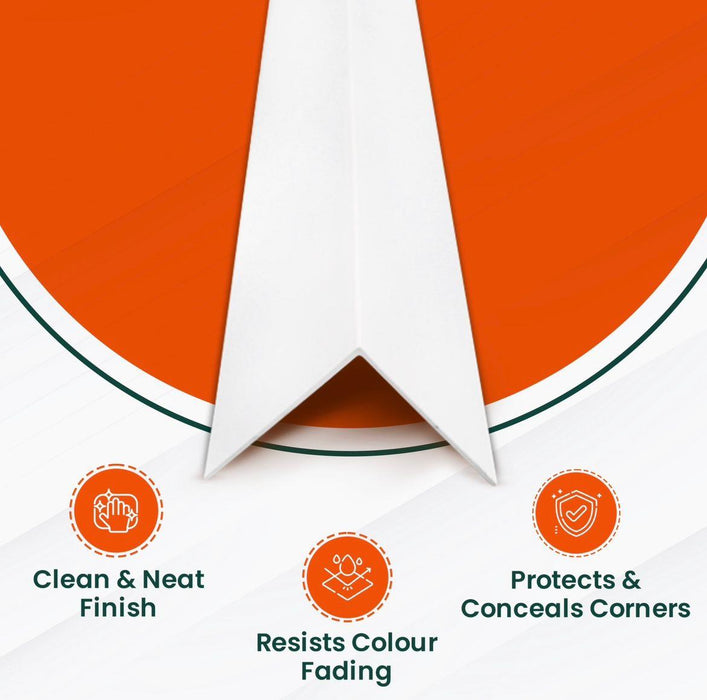 10 Pack White 1 Metre UPVC Plastic Rigid Angle 10 x 10mm Corner Cover Trim 90 Degree