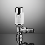 Kartell Designer Thermostatic Radiator Valve White & Chrome TRV Angled 15mm