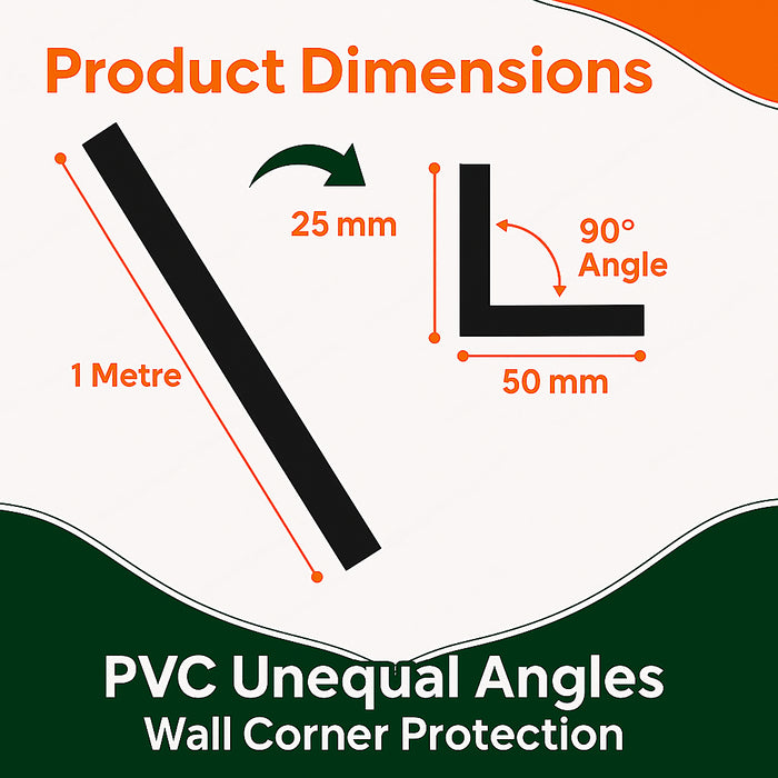 4 x Black Unequal Angle 50mm x 25mm x 1  Metre