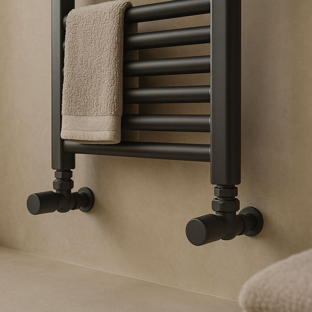 Kartell K-Rad Angled Modern Radiator Valve 15mm – Anthracite Grey – Single