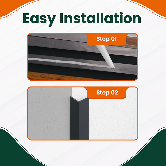 4 x Anthracite Grey 1 Metre UPVC Plastic Rigid Angle 10 x 10mm Corner Cover Trim 90 Degree