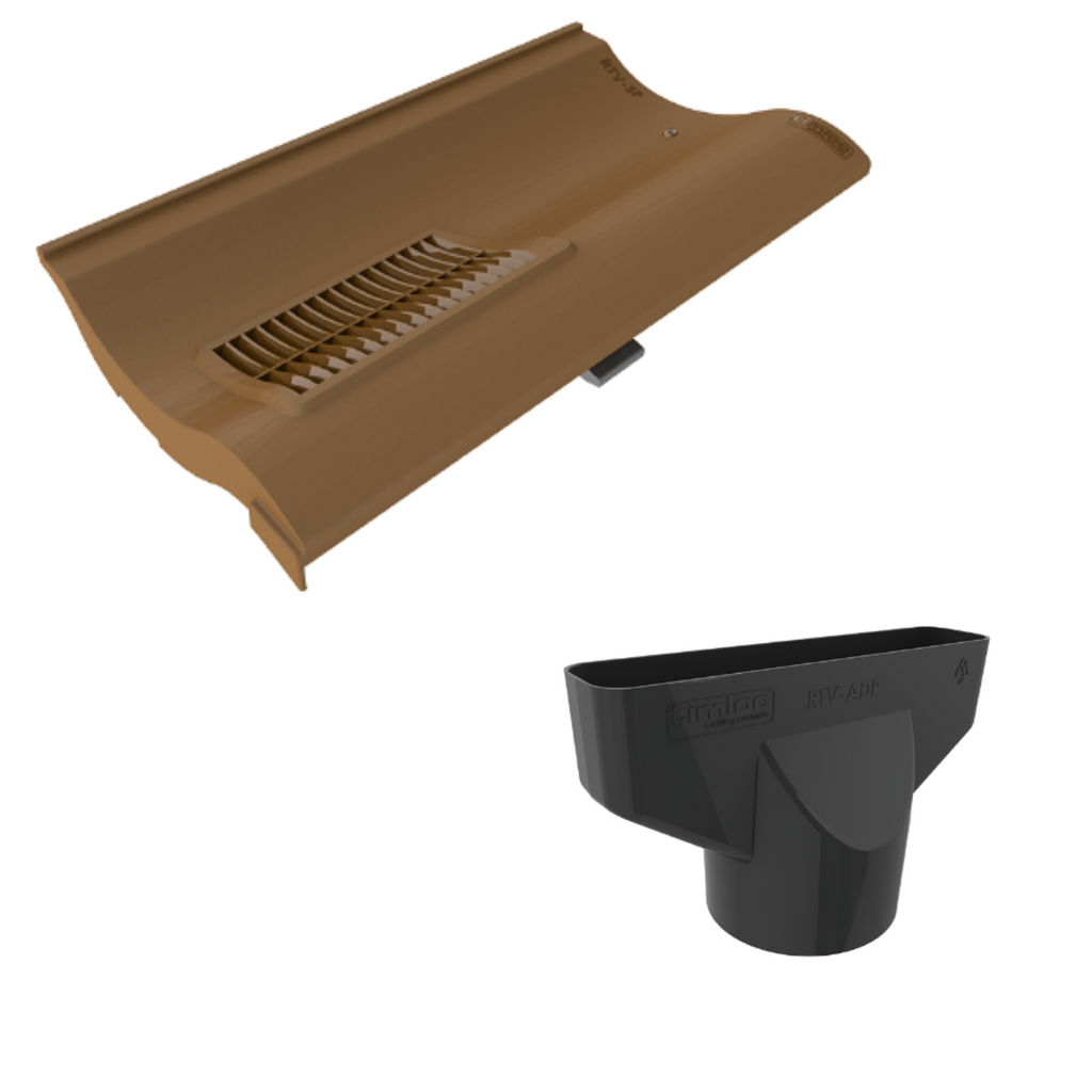 Timloc Brown Single Pantile Roof Tile Vent with Adapter