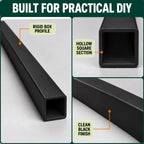 4 x 50mm Black PVC Box Section 1 Metre Length