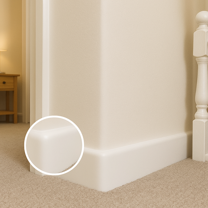 White 90mm Wide Bullnose Window Door Trim / Skirting uPVC Plastic x 5 Metres