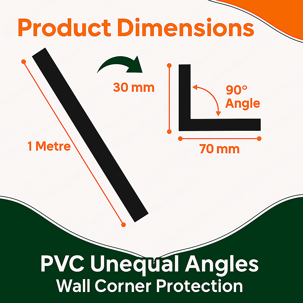 3 x Black Unequal Angle 70mm x 30mm x 1  Metre