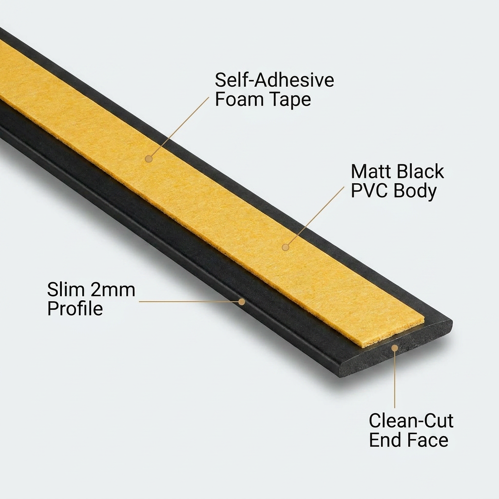 1 x 75mm Black Self-Adhesive Trim Strip x 1 Metre