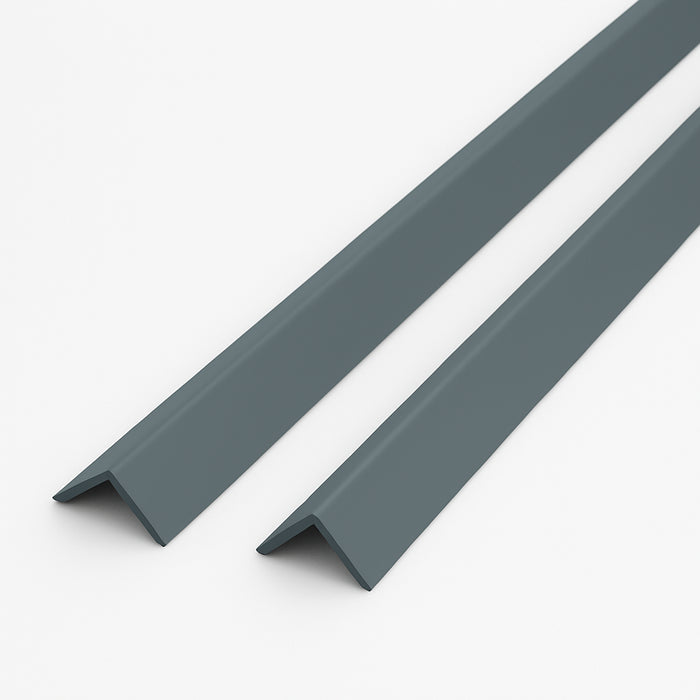 2 x Anthracite Grey 1 Metre UPVC Plastic Rigid Angle 10 x 10mm Corner Cover Trim 90 Degree
