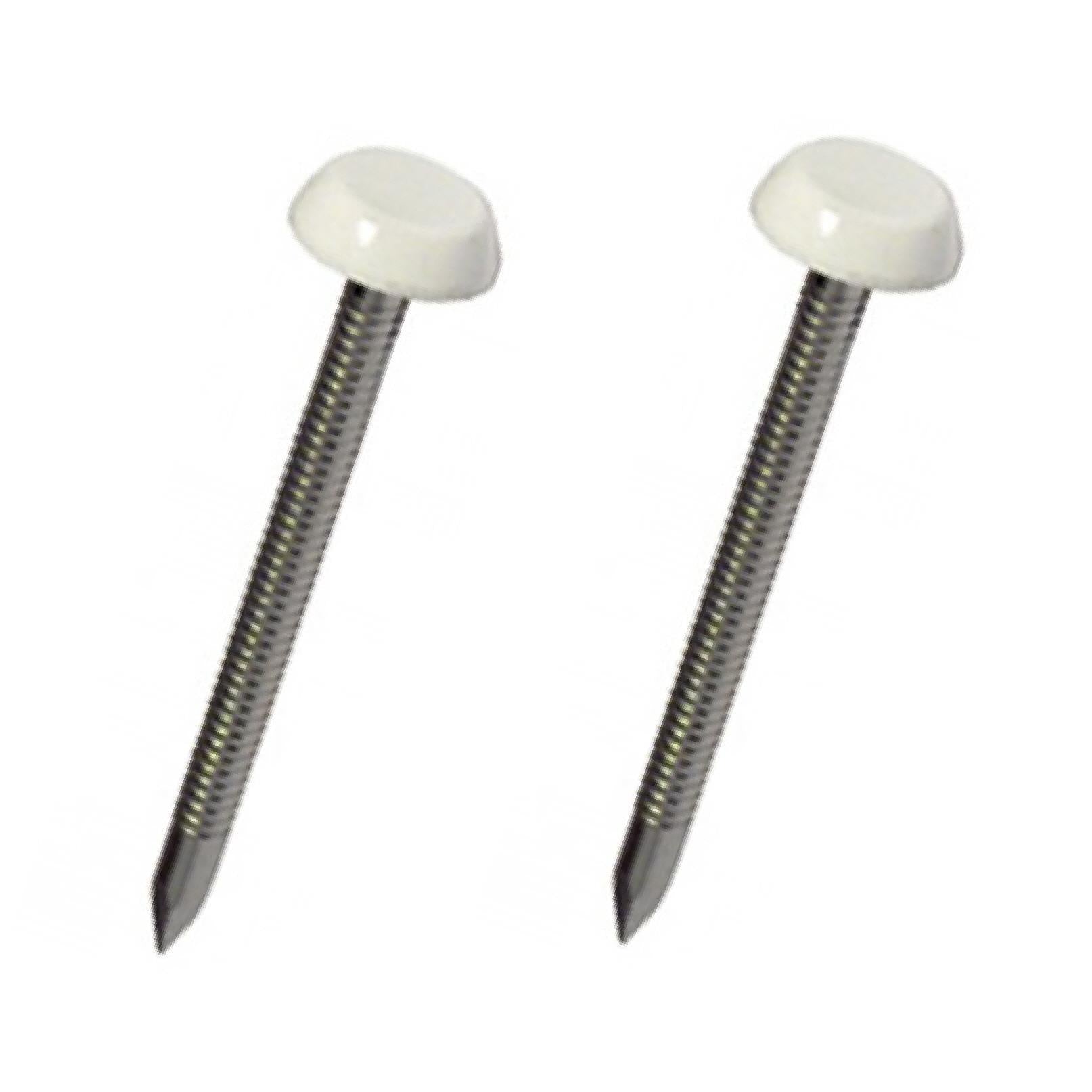 50 x White UPVC 40mm Poly Top Pins Nails Plastic Headed Fascia Fixings Polytop