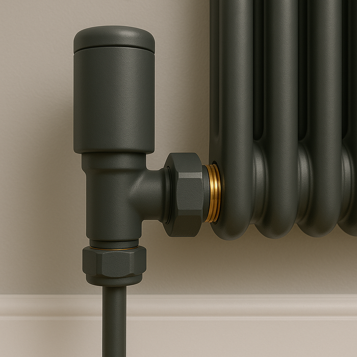 Kartell K-Rad Straight Modern Radiator Valve 15mm – Anthracite Grey – Pair