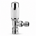 Kartell Designer Thermostatic Radiator Valve White & Chrome TRV Angled 15mm
