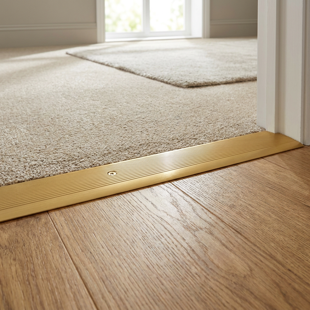 Carpet Cover Transition Strip, 37mm Wide Gold Floor Threshold Seam Protector, Metal Doorway Bridge for Room Transitions and Edge Coverage