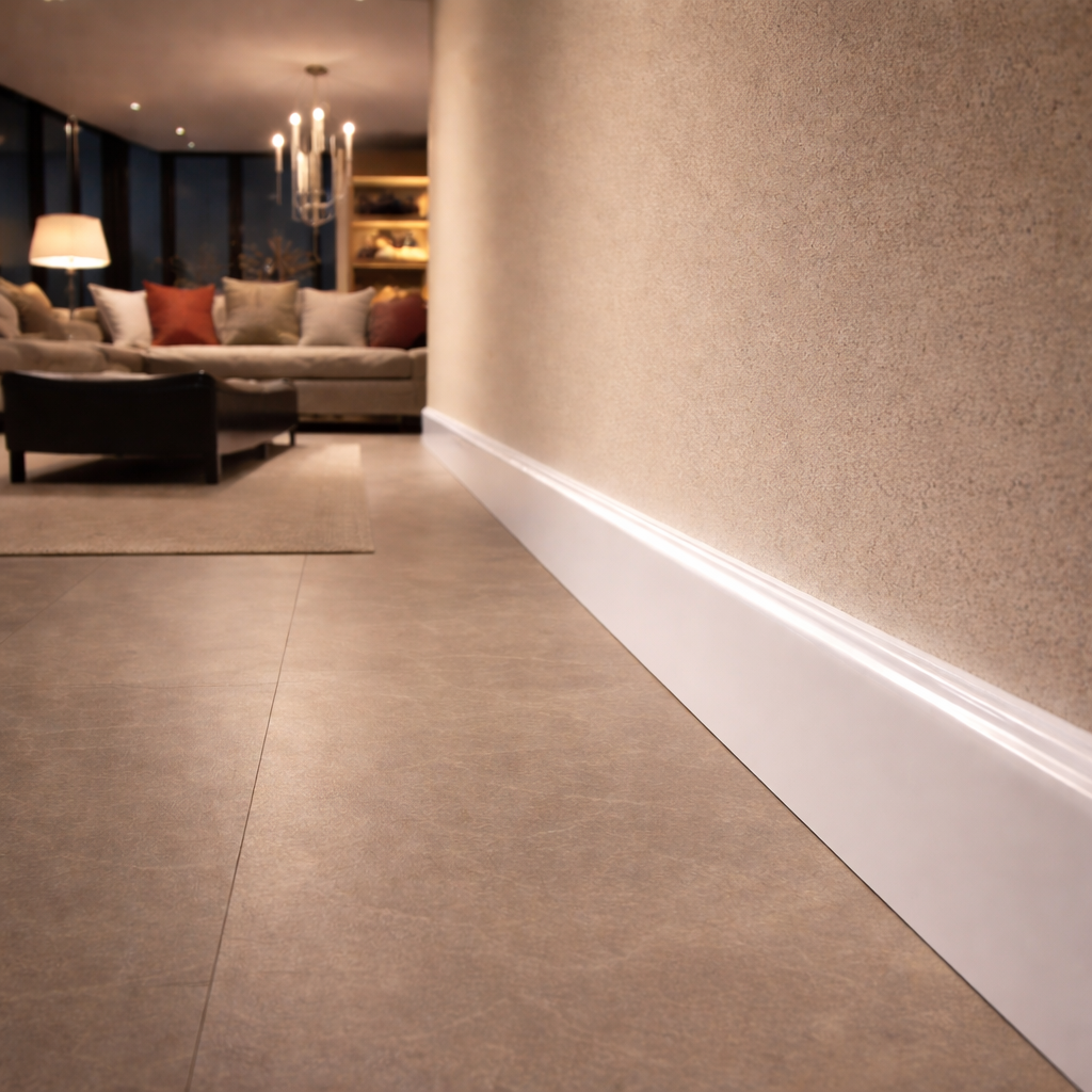 White uPVC D-Mould Trim 45mm x 1m