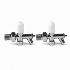 2 x 10mm Drain Off Valve Chrome - 1/2" BSP Radiator Drain Cock with White Handle & Hose Tail