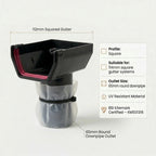 Black 10m Squared Gutter Stop End Outlet Kit 114mm
