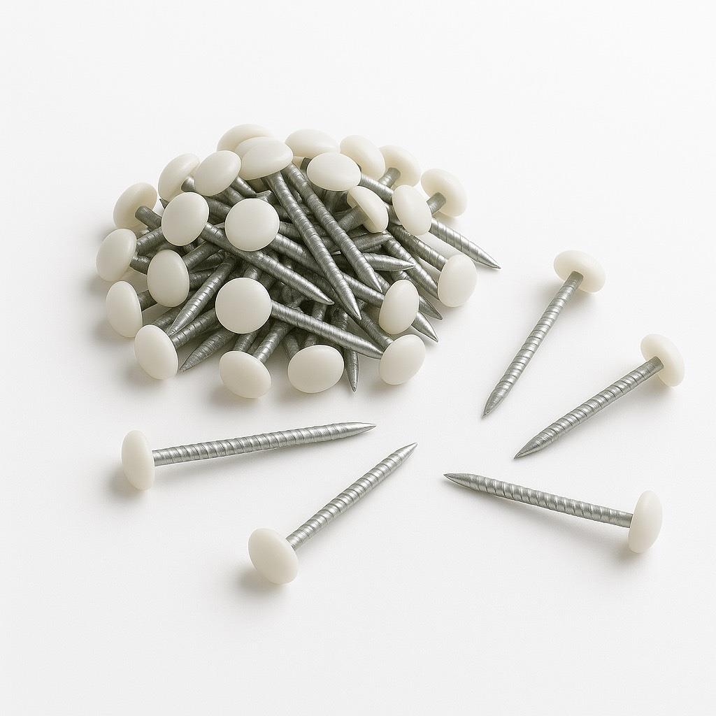Poly Top Pins Nails 1500 Pack 30mm White UPVC