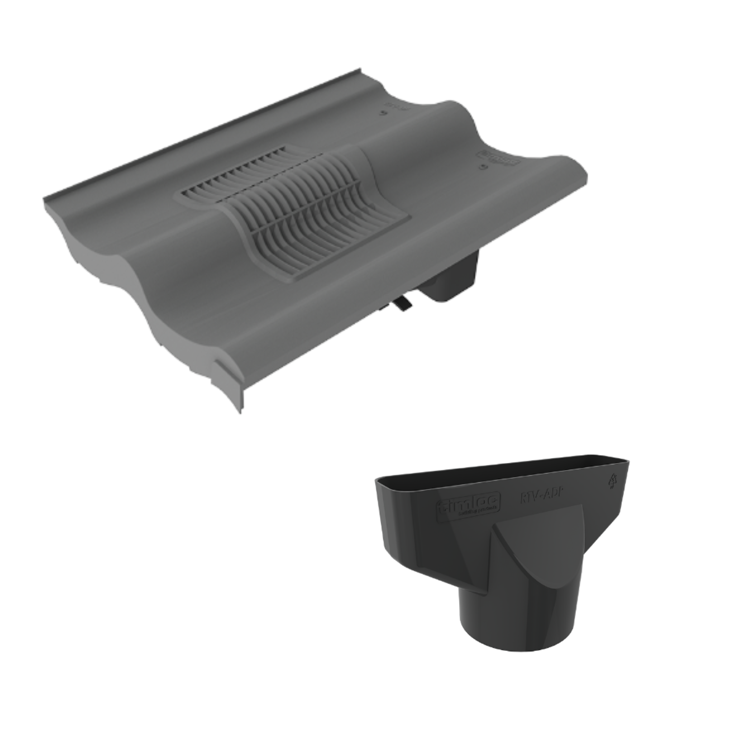 Timloc Grey Double Pantile Roof Tile Vent with Adapter