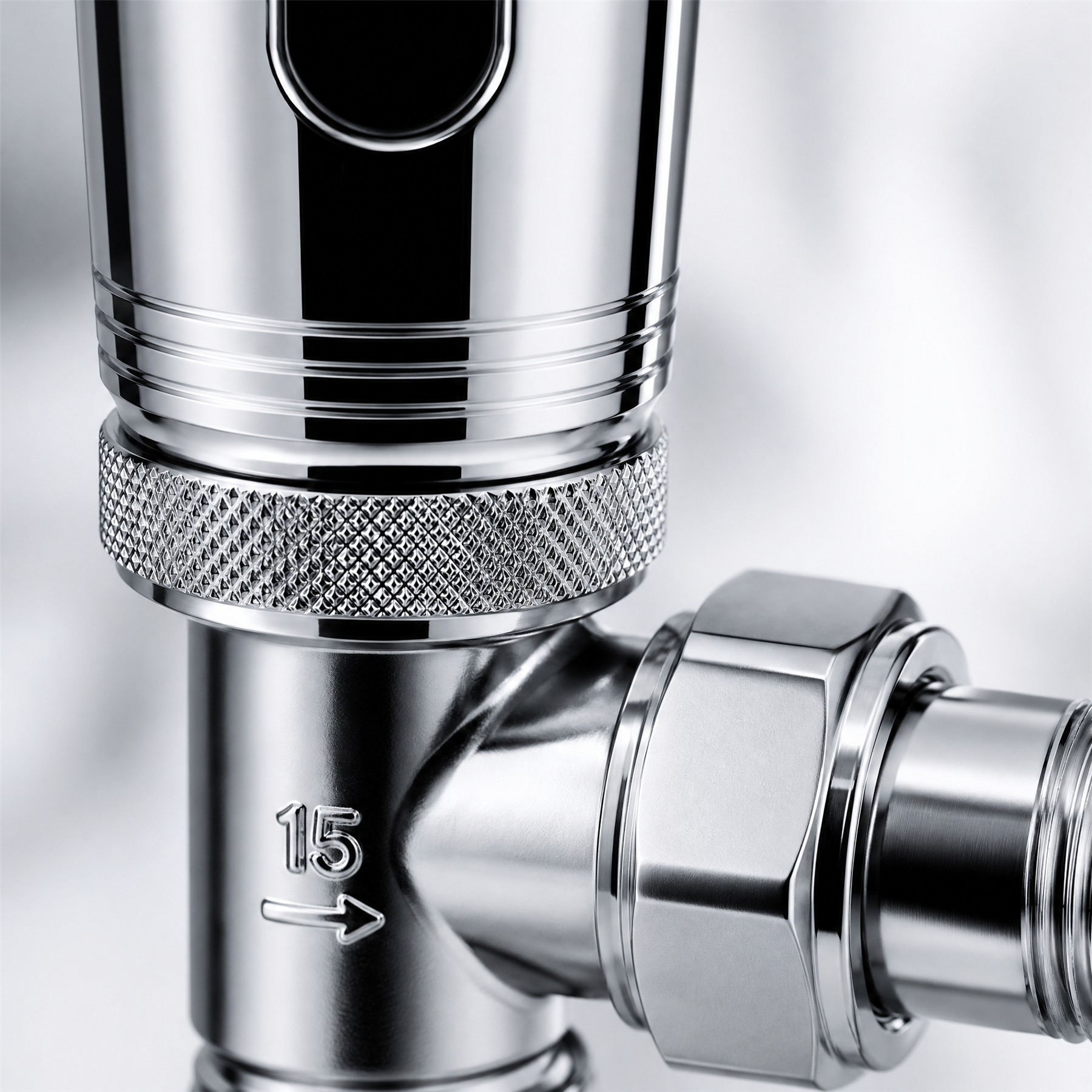 Kartell Refined Angled Chrome TRV 15mm Thermostatic Radiator Valve