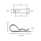 10 x Clevis Pins Imperial Securing Fasteners 3/8" x 1.1/4" with Retaining R Clips