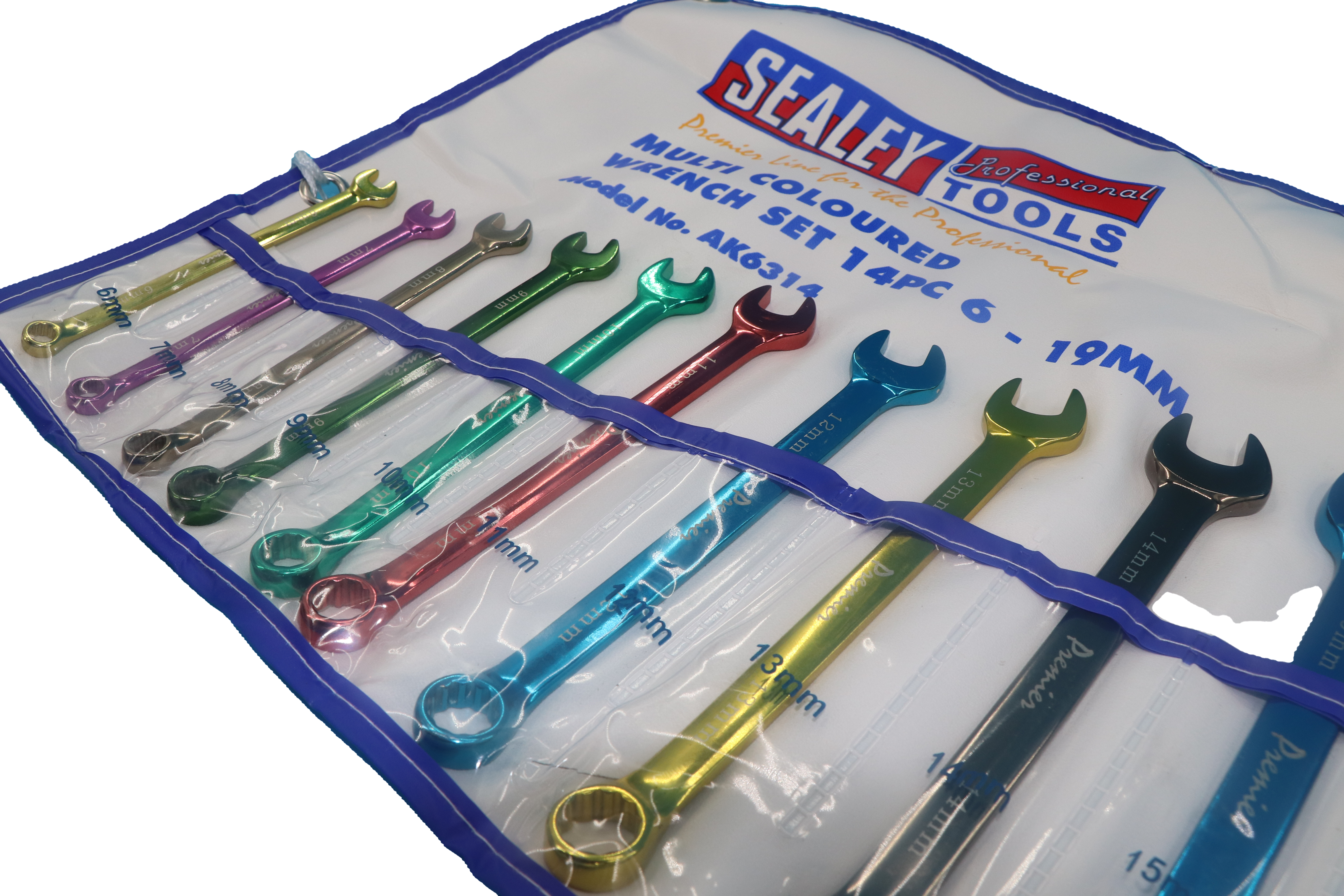 Premier Multi-Coloured Combination Spanner Set 14pc - Sizes 6mm - 19mm
