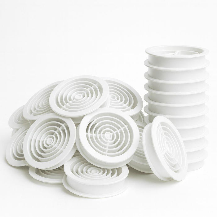 75 Pack 68mm White Plastic Round Soffit Air Vents