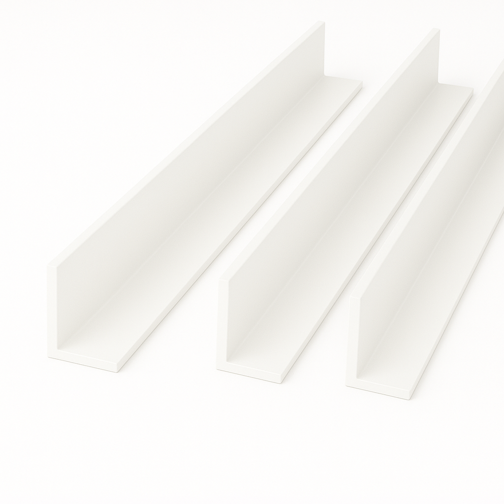 3 x White Unequal Angle 50mm x 25mm x 1  Metre