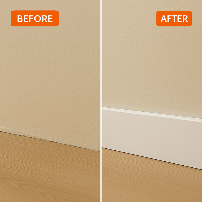10 Pack White 65mm D Mould / Skirting x 1 Metre