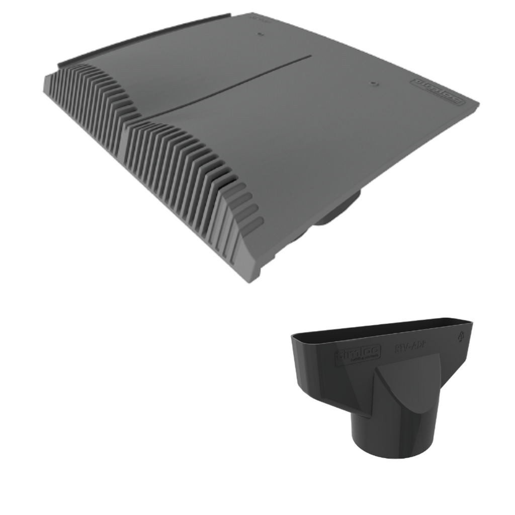 Timloc Grey Interlocking Plain Roof Tile Vent with Adapter