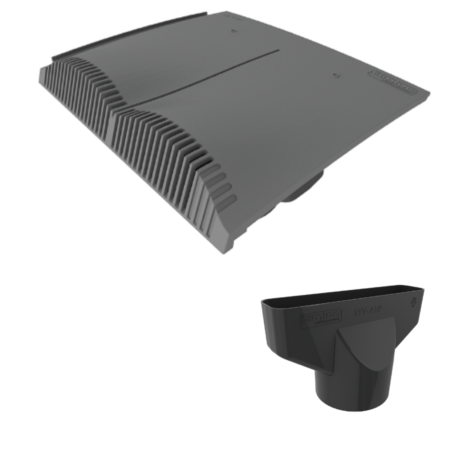 Timloc Grey Interlocking Plain Roof Tile Vent with Adapter