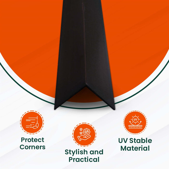 4x Black Rigid Angle – 40mm x 40mm x 1m PVC Corner Trim