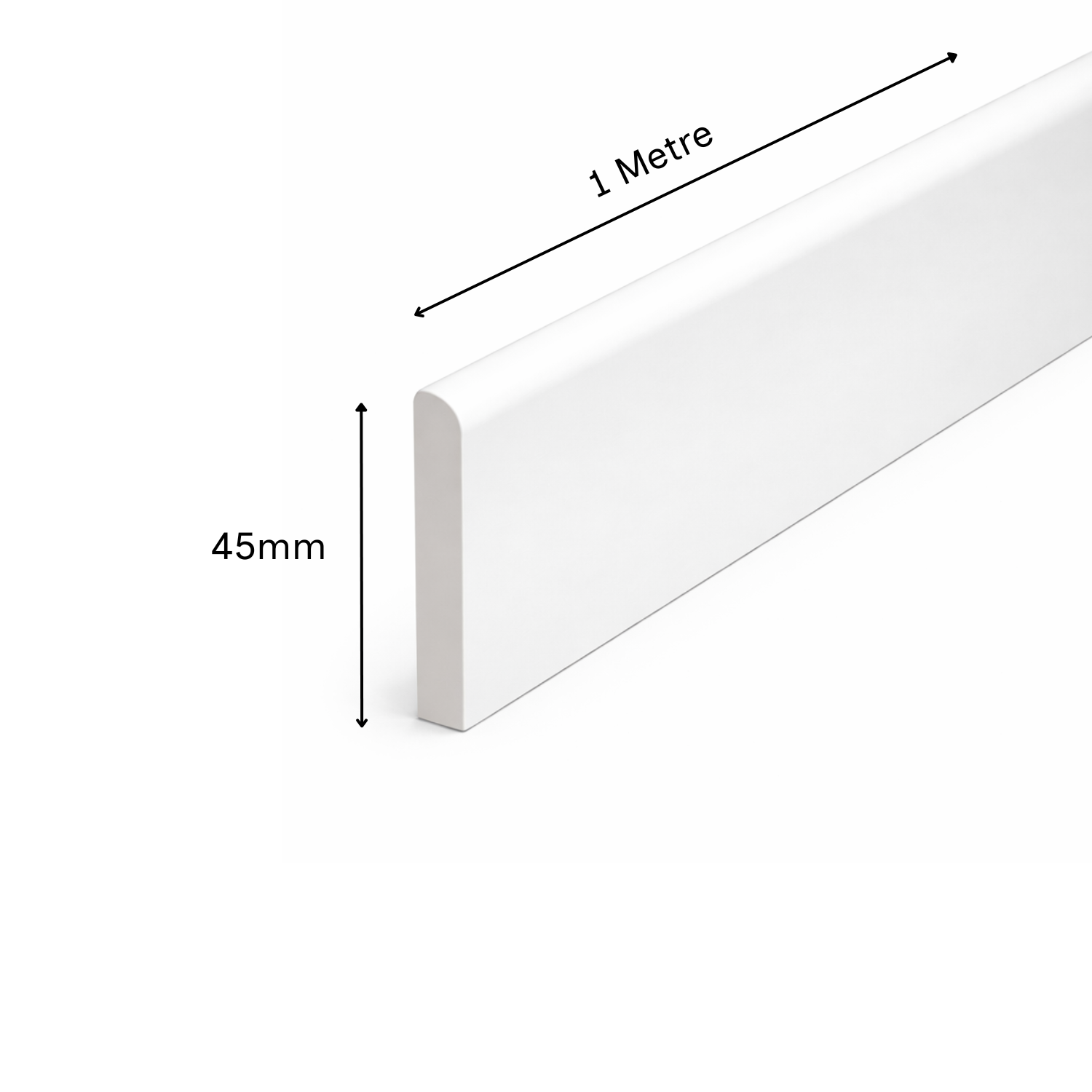 10 Pack White uPVC D-Mould Trim 45mm x 1m
