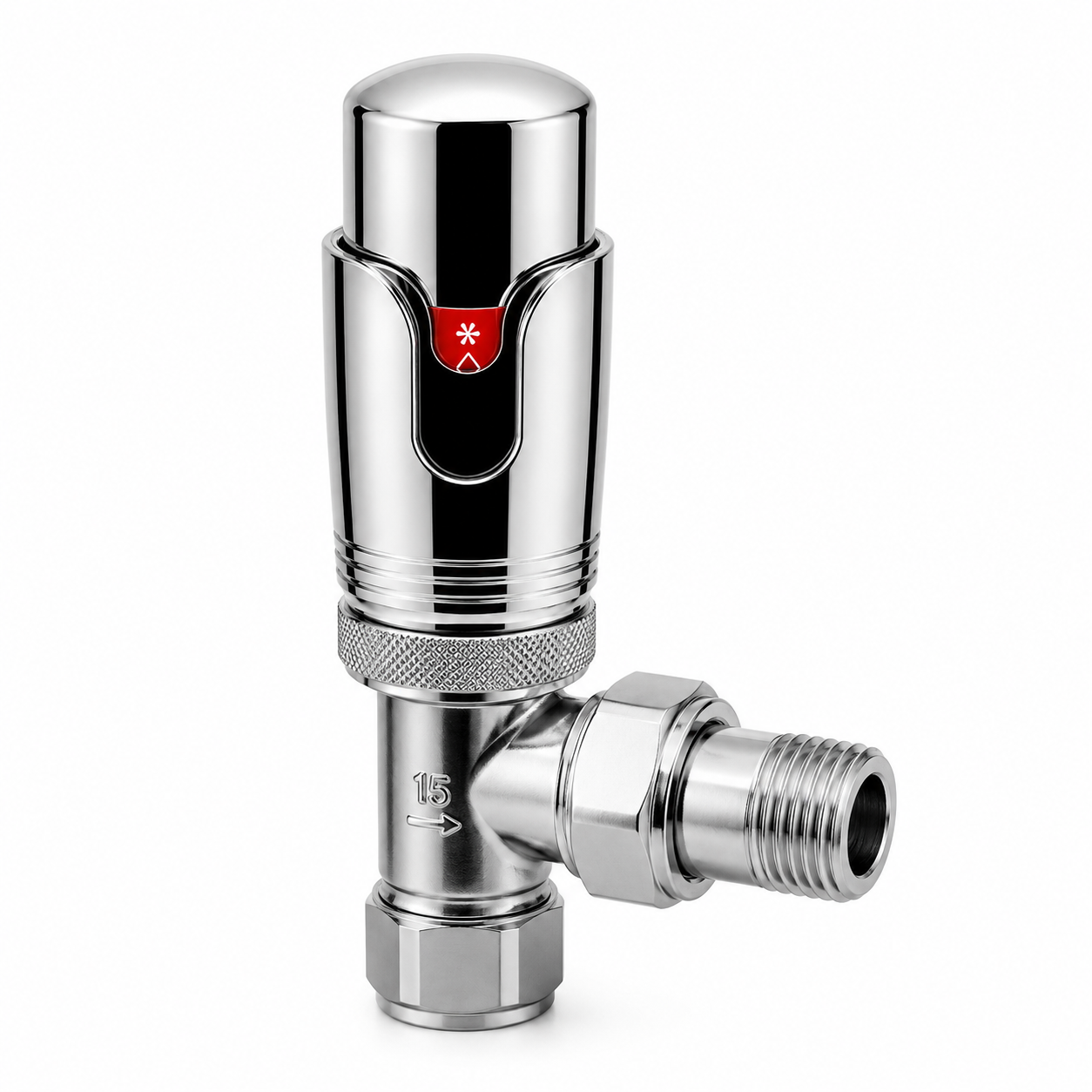 Kartell Refined Angled Chrome TRV 15mm Thermostatic Radiator Valve