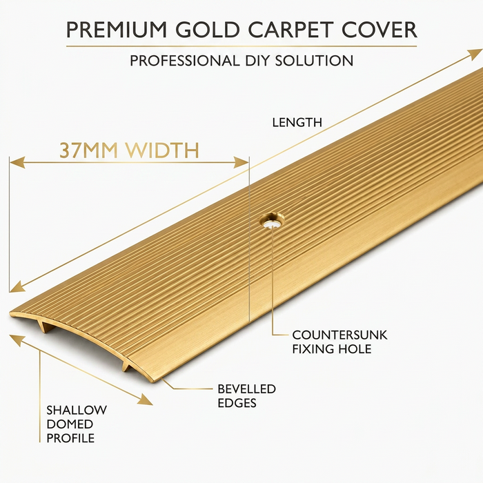 3 x Gold Carpet Cover Transition Strip 89.5cm x 37mm