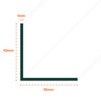 Black Rigid Angle 10mm x 10mm x 1  Metre