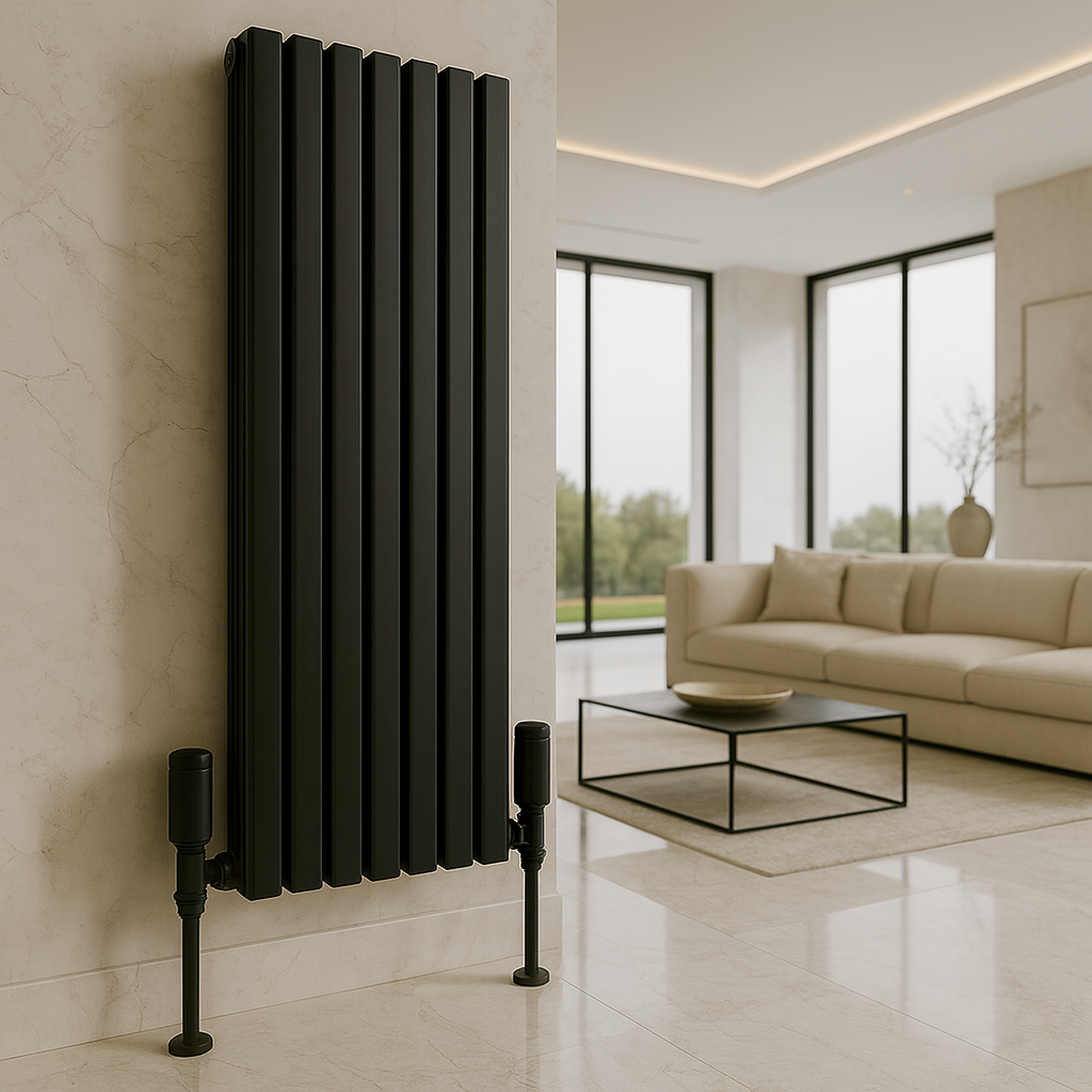 Kartell K-Rad Straight Modern Radiator Valve 15mm – Matte Black – 4 Pack