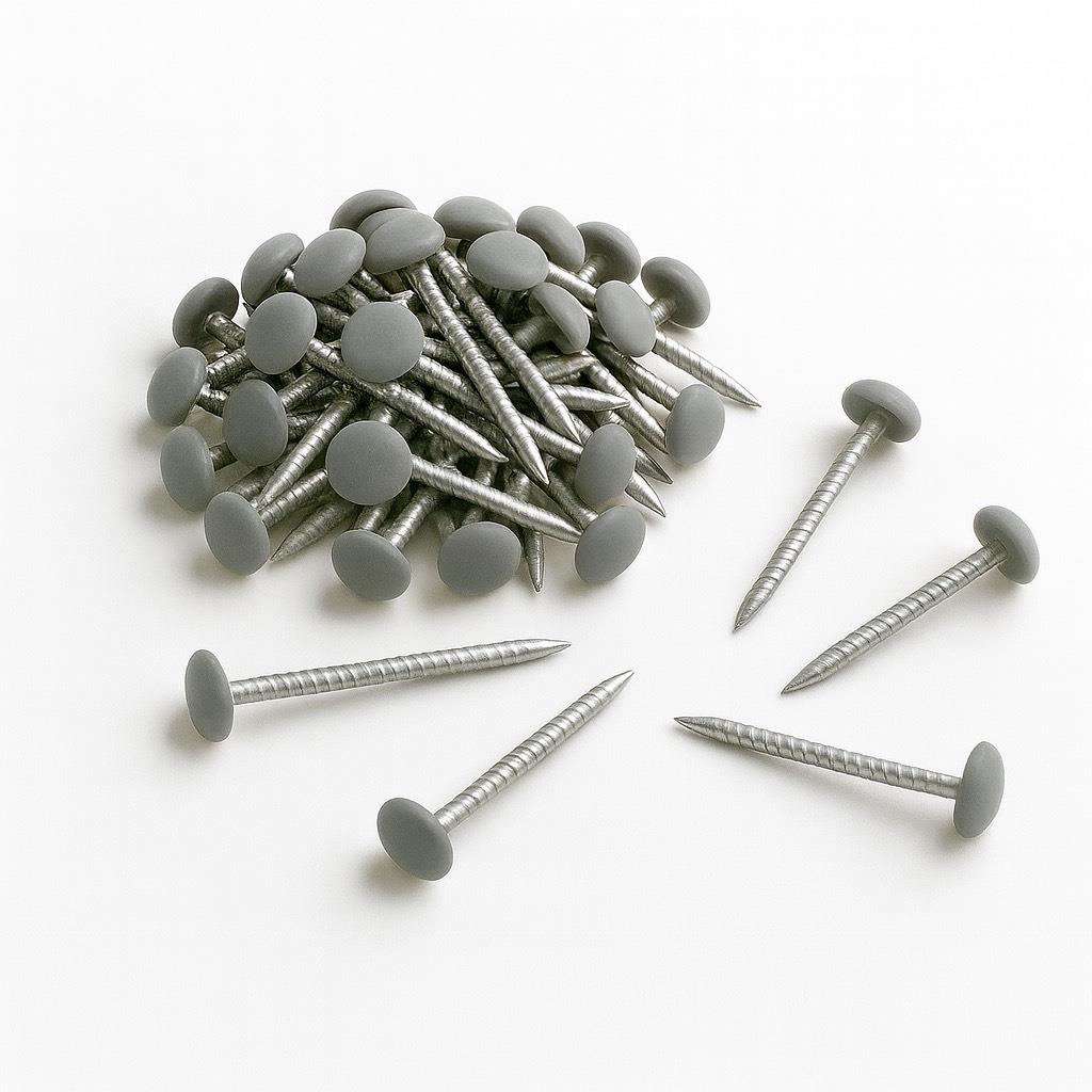 Poly Top Pins Nails 1500 Pack 30mm Agate Grey UPVC