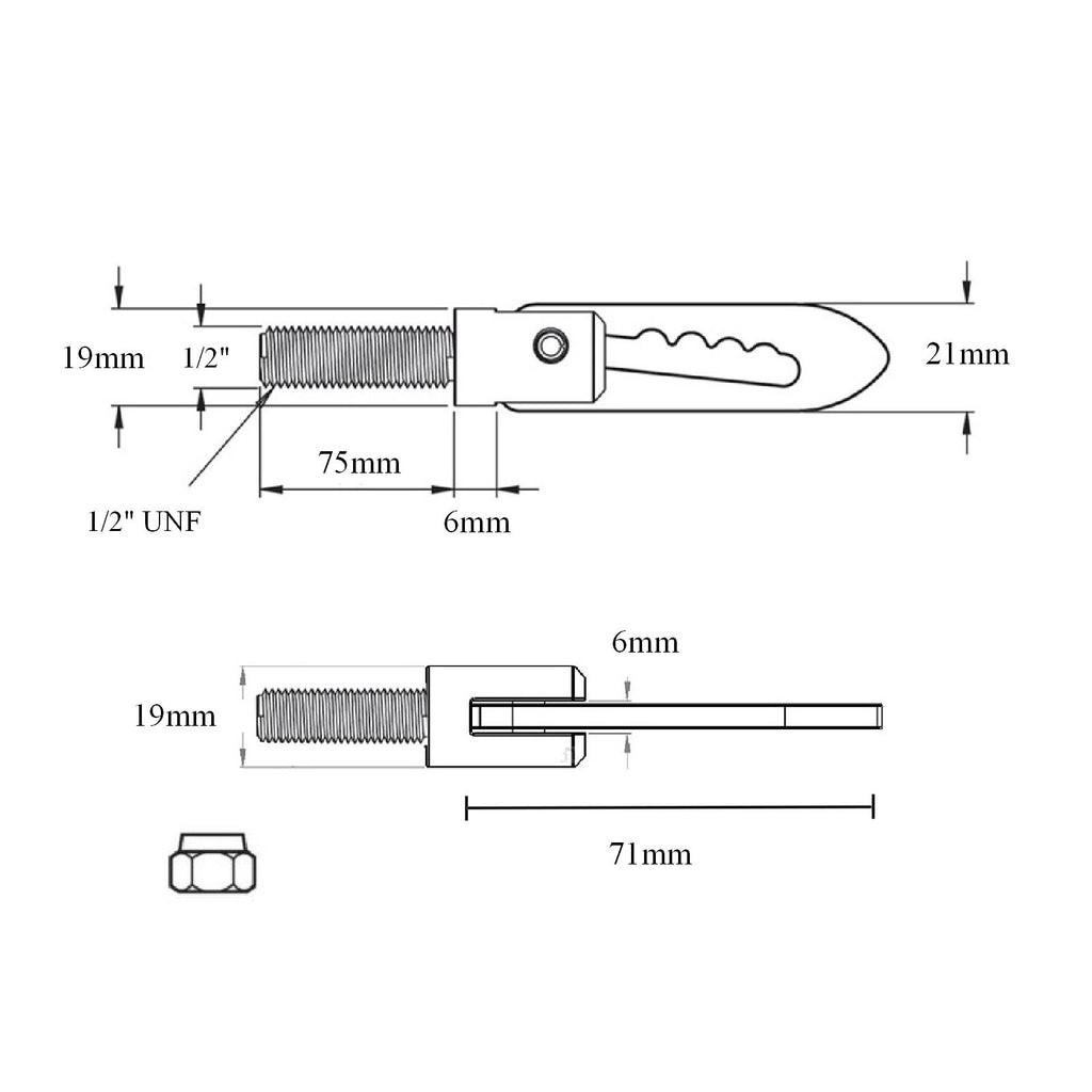 Antiluce Fastener 75mm Threaded Drop Lock Bolt On Catch for Trailers & Tailgates