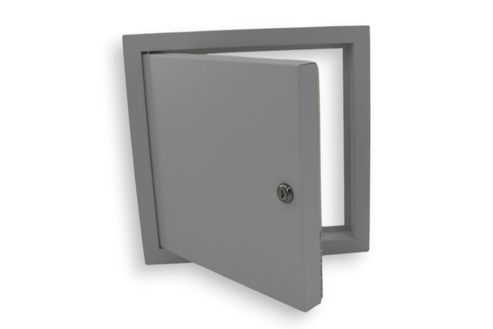 Manthorpe Lockable Fire Rated Access Panel – 1 Hour Rated, Flush Fit, White Plastic Inspection Hatch for Ceilings & Walls
