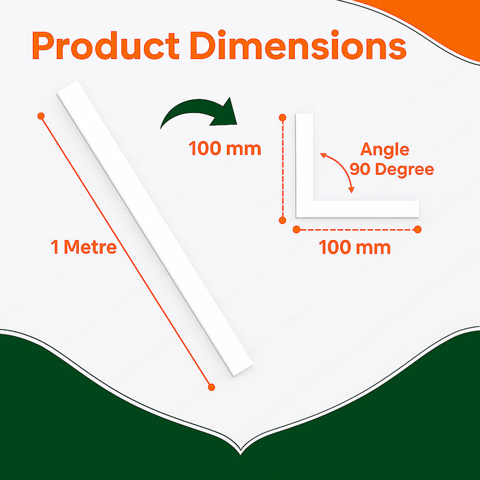 3 x White Rigid Angle 100mm x 100mm x 1  Metre  ^