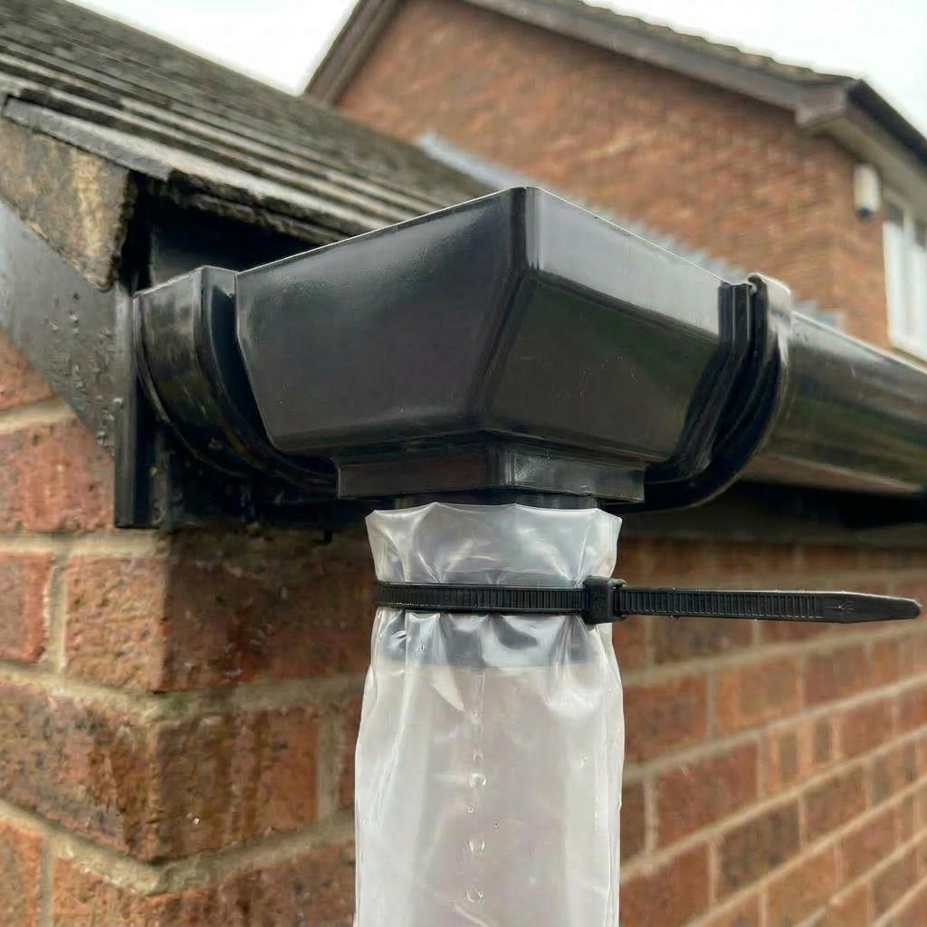 Black 30m Squared Gutter Stop End Outlet Kit 114mm