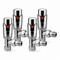 4 x Kartell Refined Angled Chrome TRV 15mm Thermostatic Radiator Valve