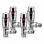 4 x Kartell Refined Angled Chrome TRV 15mm Thermostatic Radiator Valve