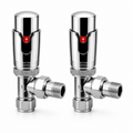 2 x Kartell Refined Angled Chrome TRV 15mm Thermostatic Radiator Valve