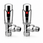 2 x Kartell Refined Angled Chrome TRV 15mm Thermostatic Radiator Valve